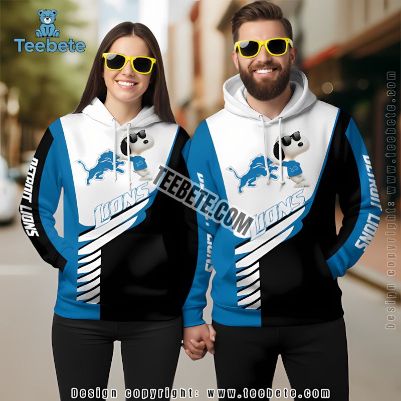 Snoopy Detroit Lions 3D Hoodie Blue White Boys