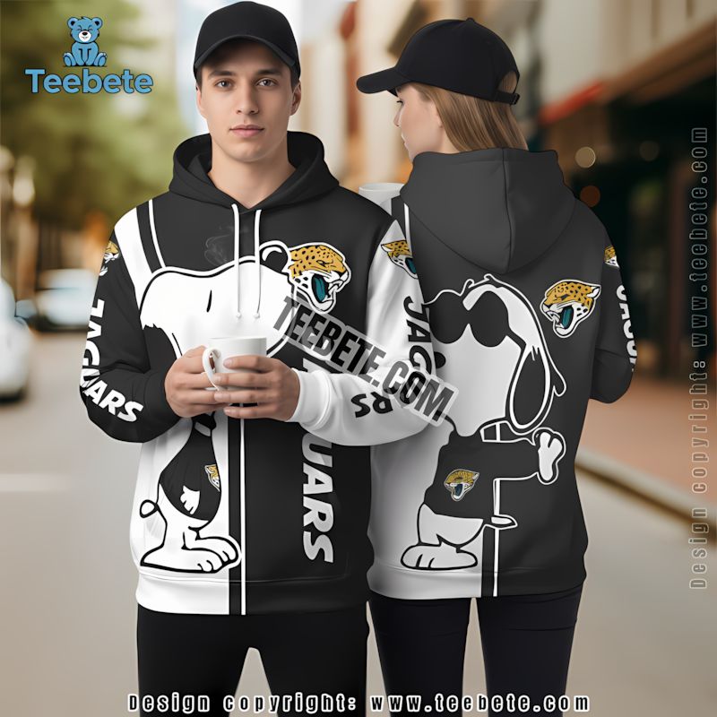 Jacksonville Jaguars Snoopy 3D Hoodie White Black Printing
