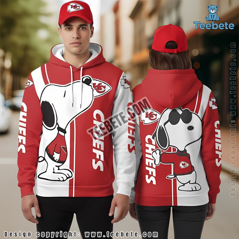 Kansas City Chiefs Snoopy Christmas 3D Hoodie Red Black