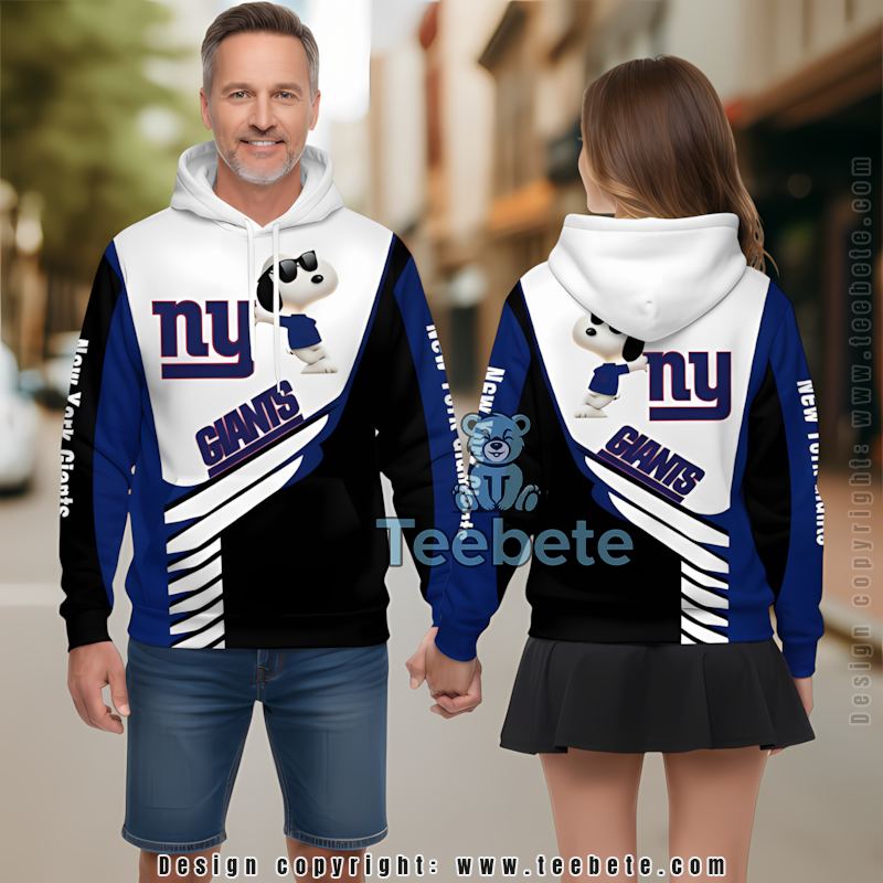 New York Giants Snoopy 3D Hoodie White Blue For Sale