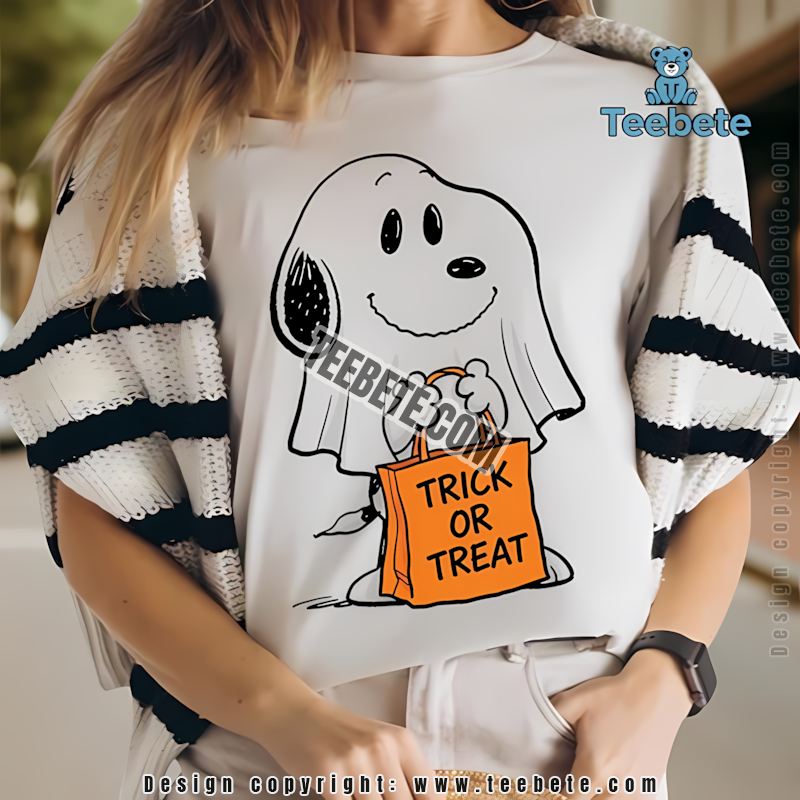 Snoopy Peanuts Spooky Ghost Trick Or Treat Halloween Shirt