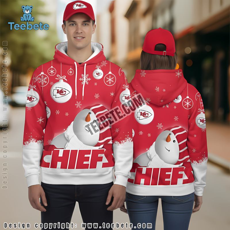 Kansas City Chiefs Snowman Christmas 3D Hoodie Red White Printed