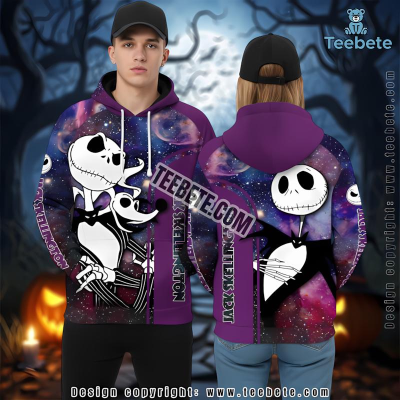 Jack Skellington Spacethemed Purple Halloween 3D Realistic Hoodie