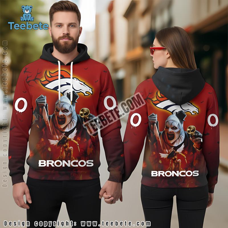 Denver Broncos Spooky Terrifier 3D Hoodie Orange Art