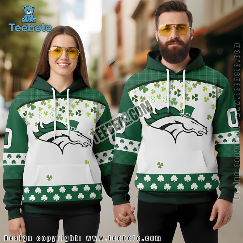 Denver Broncos St Patrick Day Shamrock 3D Hoodie Green Pullover