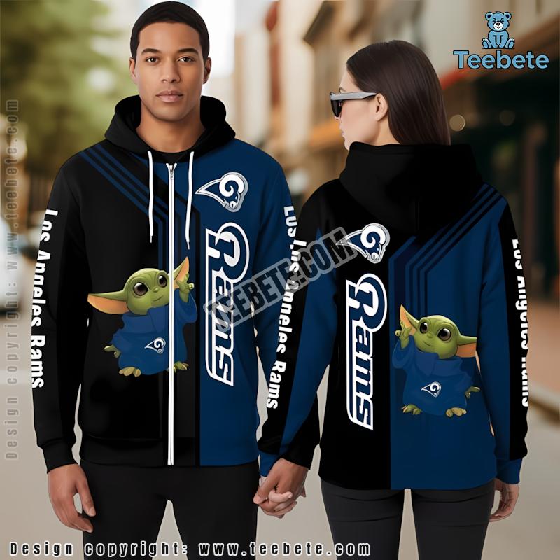 Star Wars Baby Yoda Los Angeles Rams 3D Hoodie Black Blue Girls