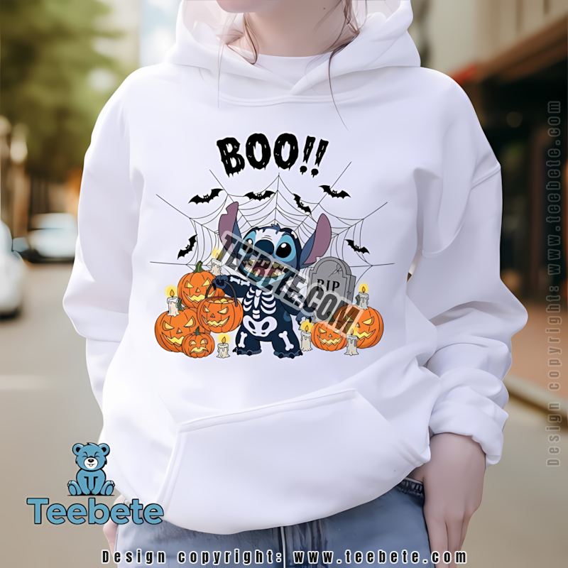 Stitch Skeleton Costume Pumpkin Graveyard Halloween Hoodie Stitch Skeleton Costume Pumpkin Graveyard Halloween Hoodie