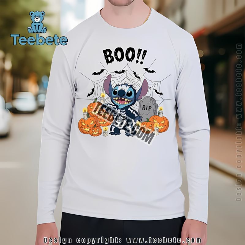 Stitch Skeleton Costume Pumpkin Graveyard Halloween Long Sleeve Stitch Skeleton Costume Pumpkin Graveyard Halloween Long Sleeve