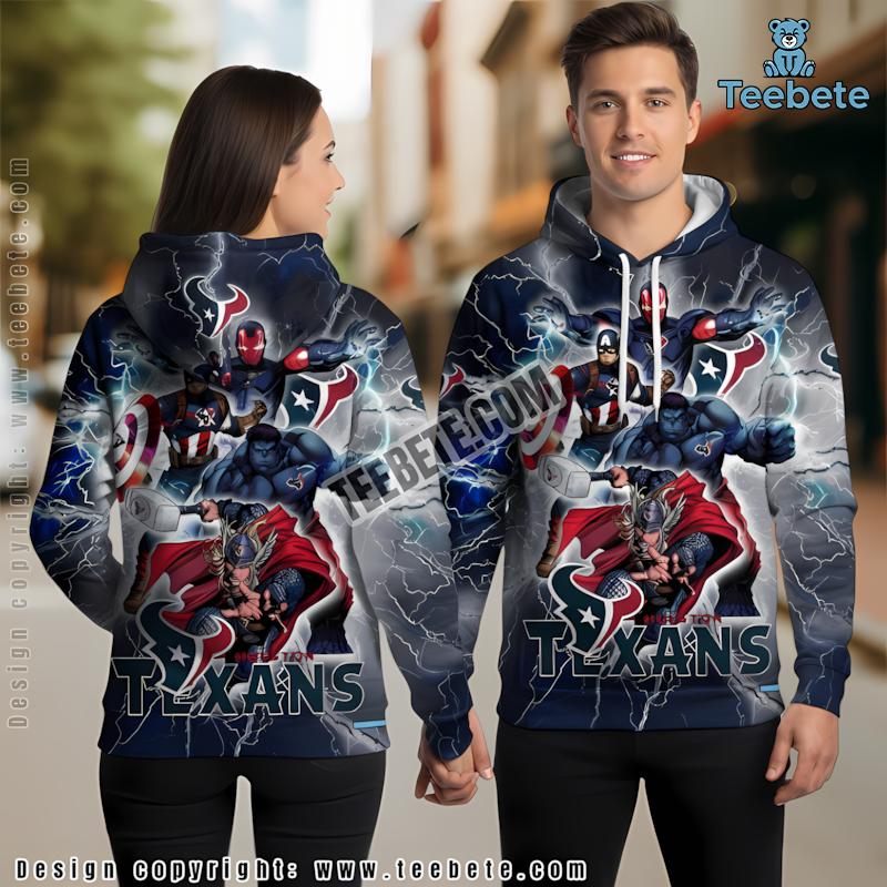 The Avengers Houston Texans 3D Hoodie Grey Womens