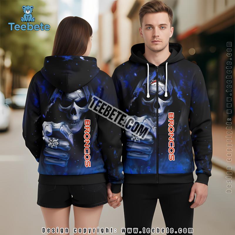 Denver Broncos Death 3D Hoodie Blue Printed