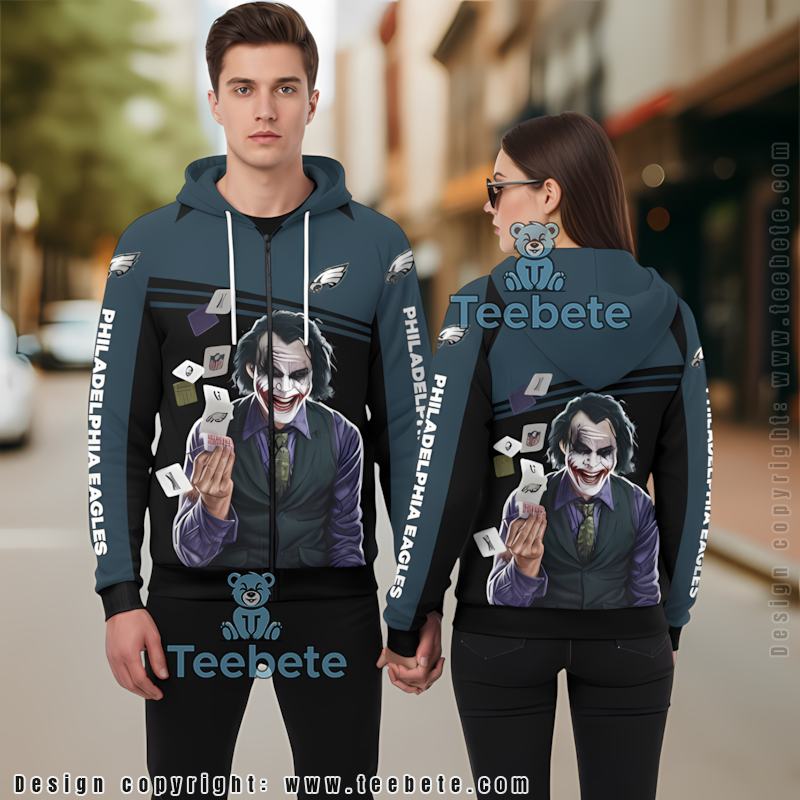 Philadelphia Eagles Joker 3D Hoodie Black Blue
