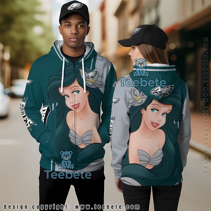 Philadelphia Eagles Little Mermaid 3D Hoodie Blue
