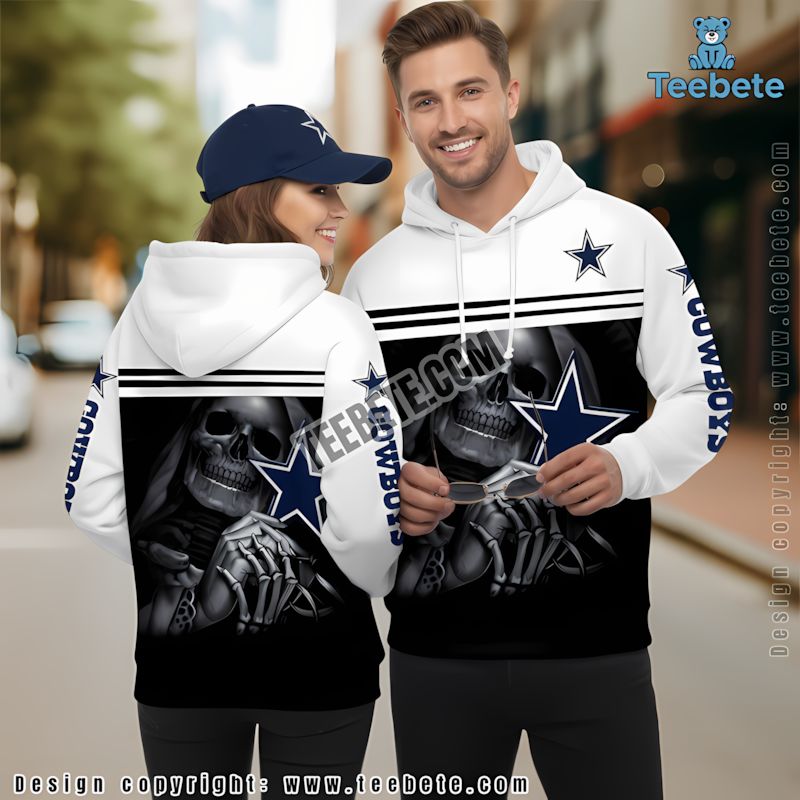 Dallas Cowboys The Nun Skeleton Keeps 3D Hoodie Mens Graphic White Blue