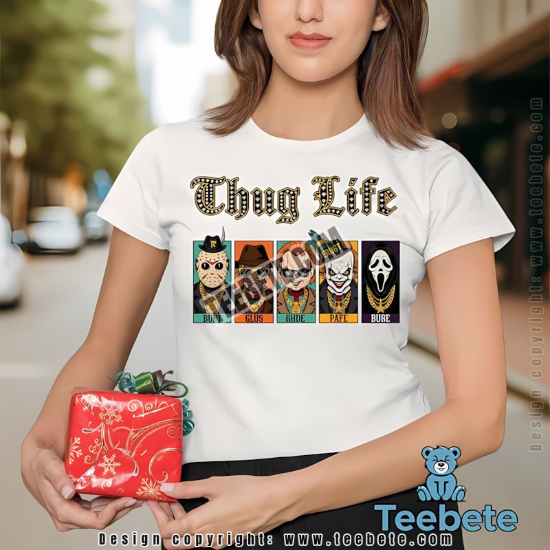 Thug Life Jason Freddy Chucky Pennywise Ghostface Halloween Retro Shirt