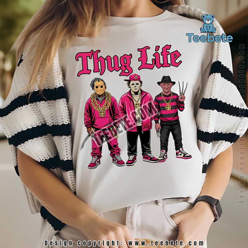 Thug Life Jason Michael Freddy Pink Halloween Retro Shirt