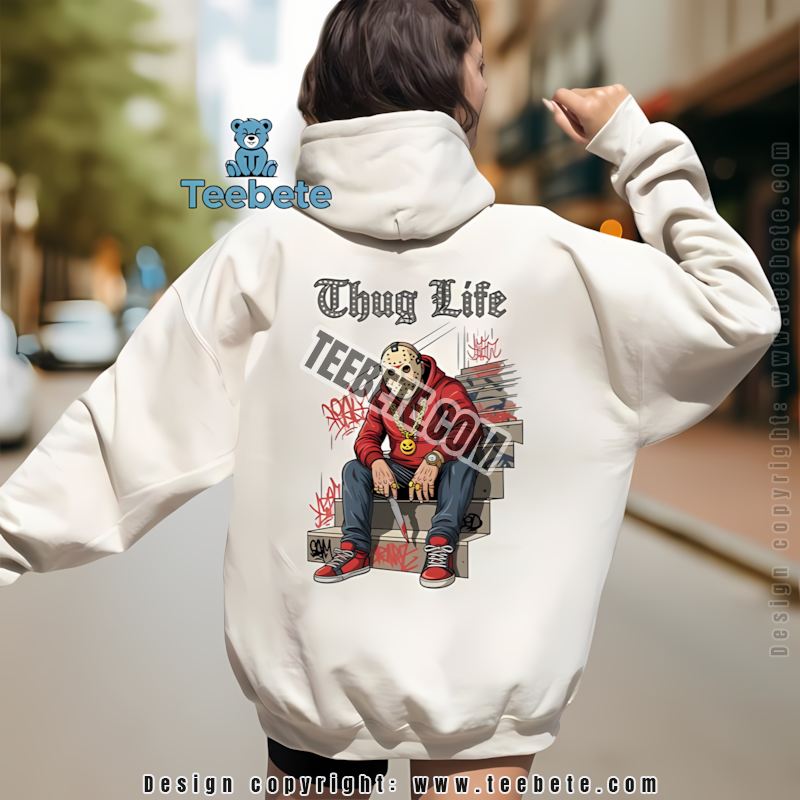 Thug Life Jason Voorhees Graffiti Urban Halloween Retro Hoodie Thug Life Jason Voorhees Graffiti Urban Halloween Retro Hoodie