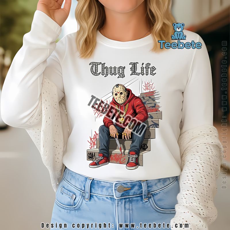 Thug Life Jason Voorhees Graffiti Urban Halloween Retro Long Sleeve Thug Life Jason Voorhees Graffiti Urban Halloween Retro Long Sleeve