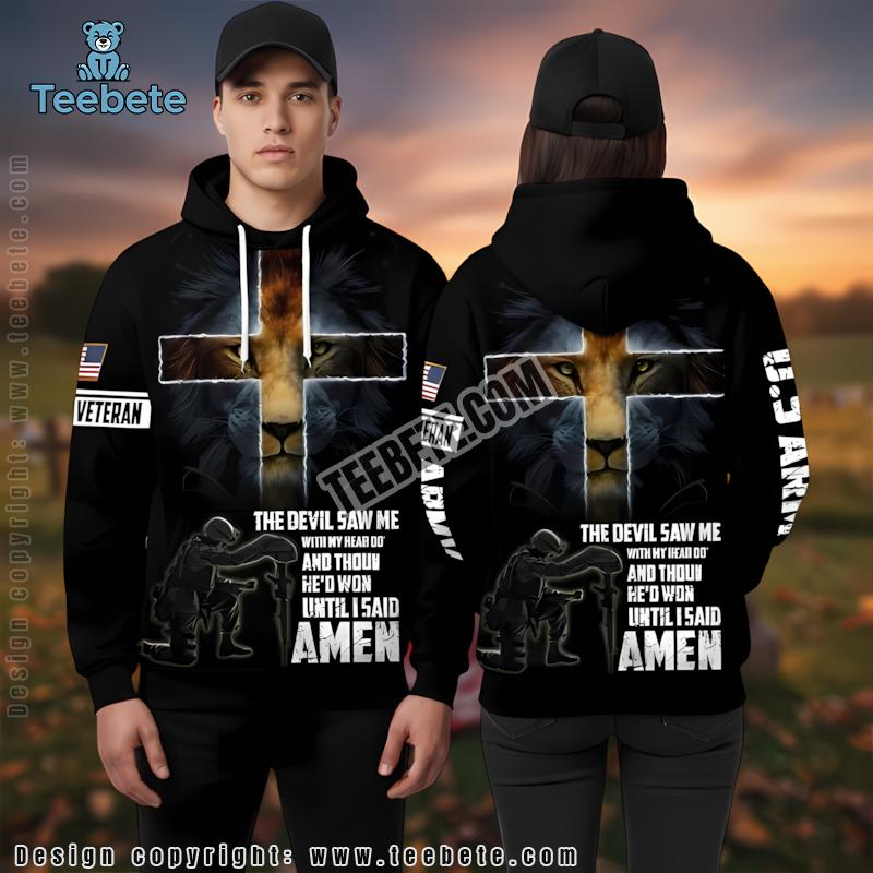 Tiger Cross Christian Veteran Army 3D Hoodie Black Design