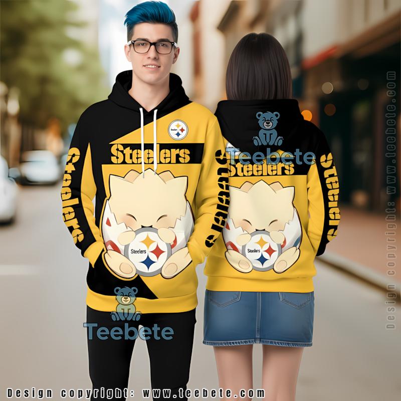 Pittsburgh Steelers Togepi Pokemon 3D Hoodie Yellow Black Printed