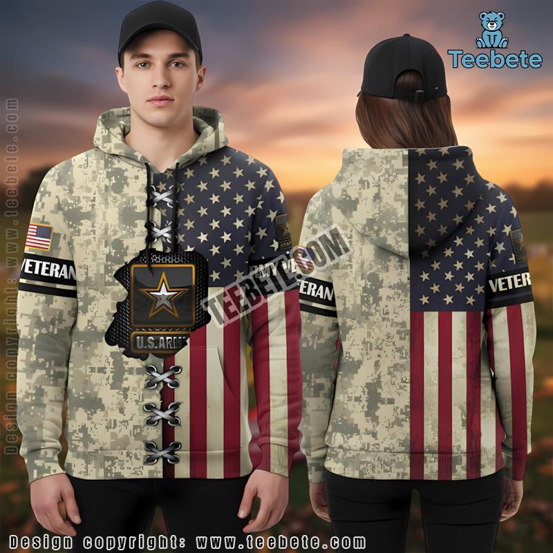 Us Army Veteran American 3D Hoodie Olive Green Cool