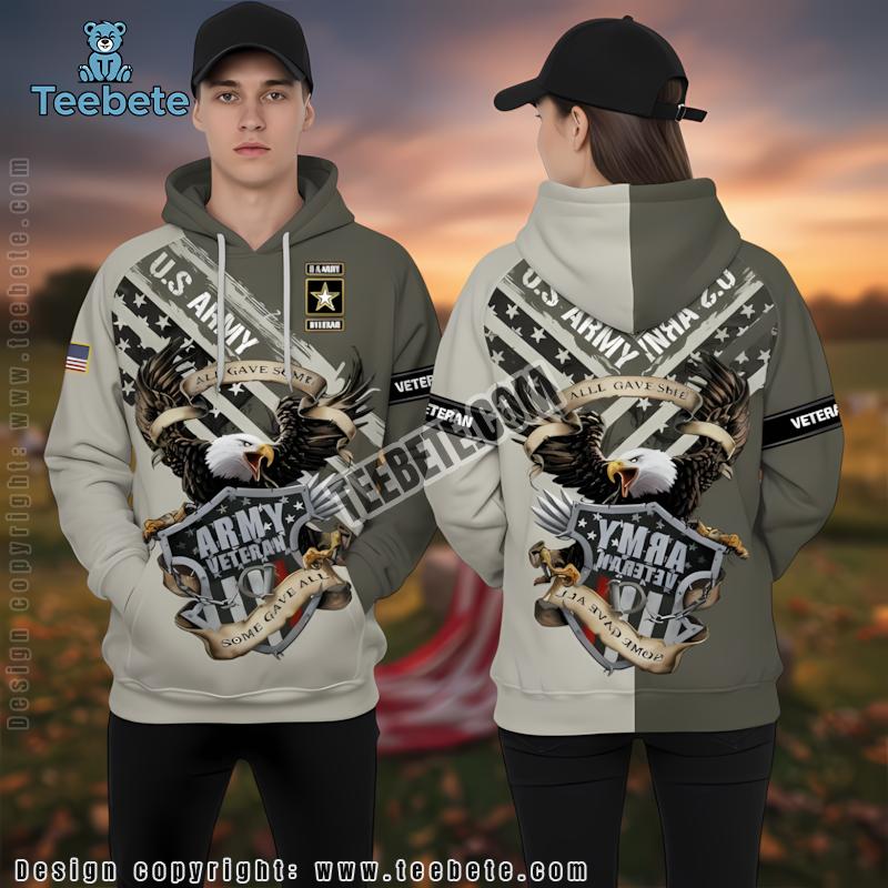 Us Army Veteran Bald Eagle Some Gave All 3D Hoodie Olive Green Art