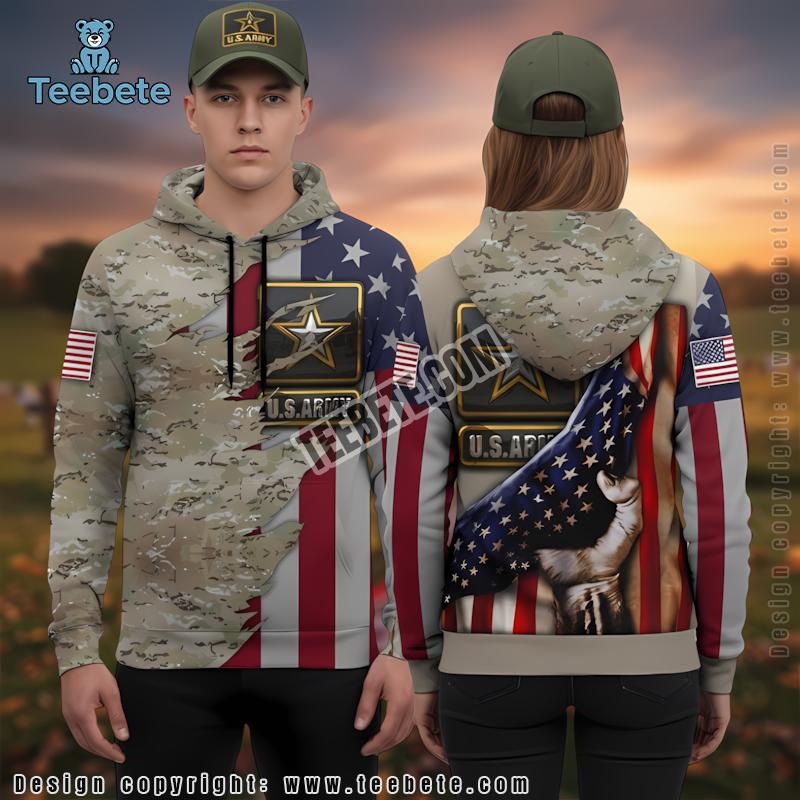 Us Army Veteran 3D Hoodie Olive Green Novelty