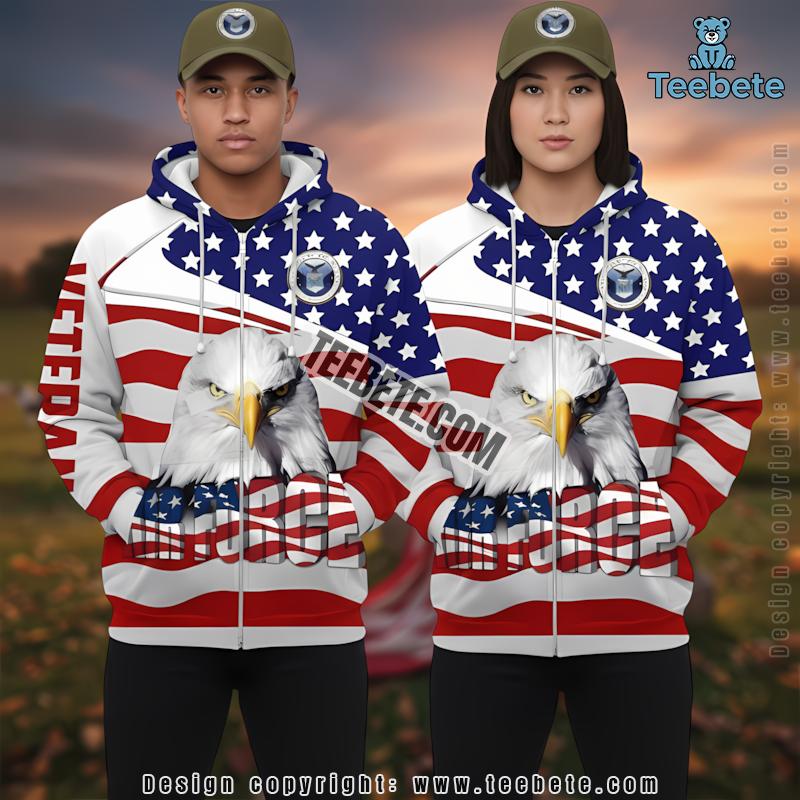 Us Military Services Veteran Day Bald Eagle 3D Zip Up Hoodie White