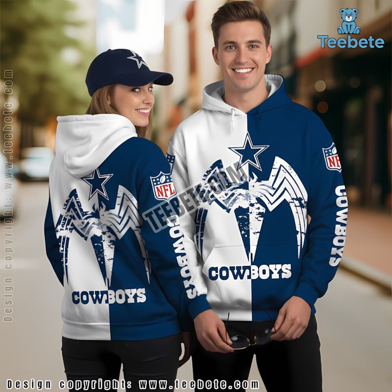 Dallas Cowboys Venom Halloween 3D Hoodie Womens White Blue