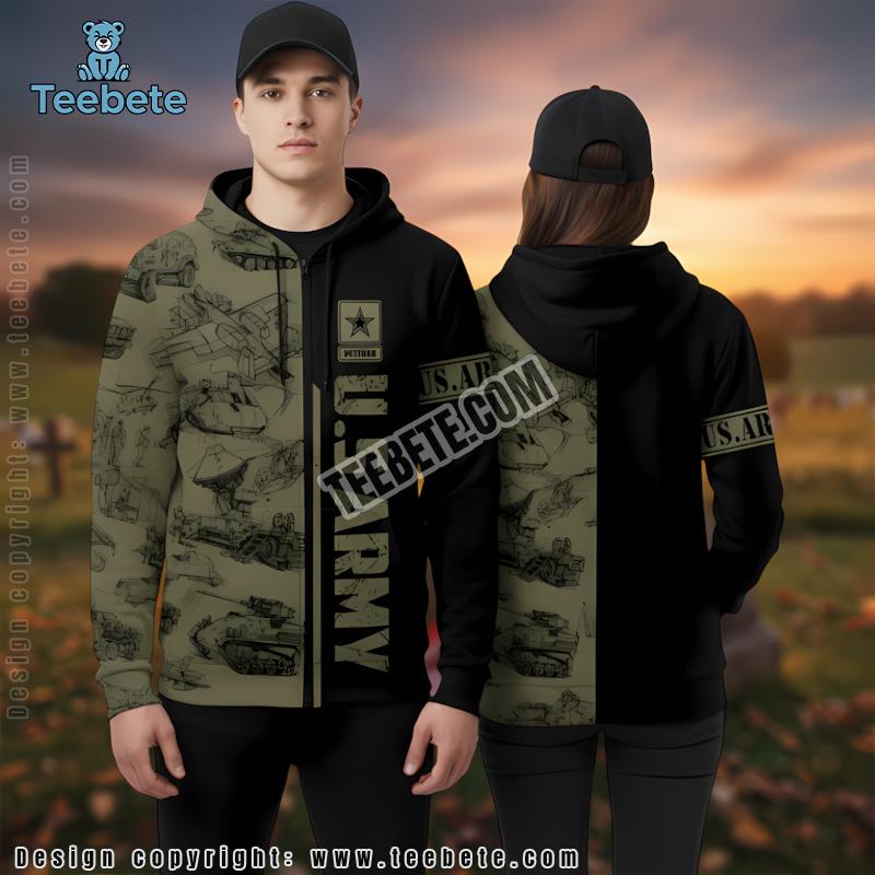 Veteran Army Gift 3D Hoodie Olive Green Design