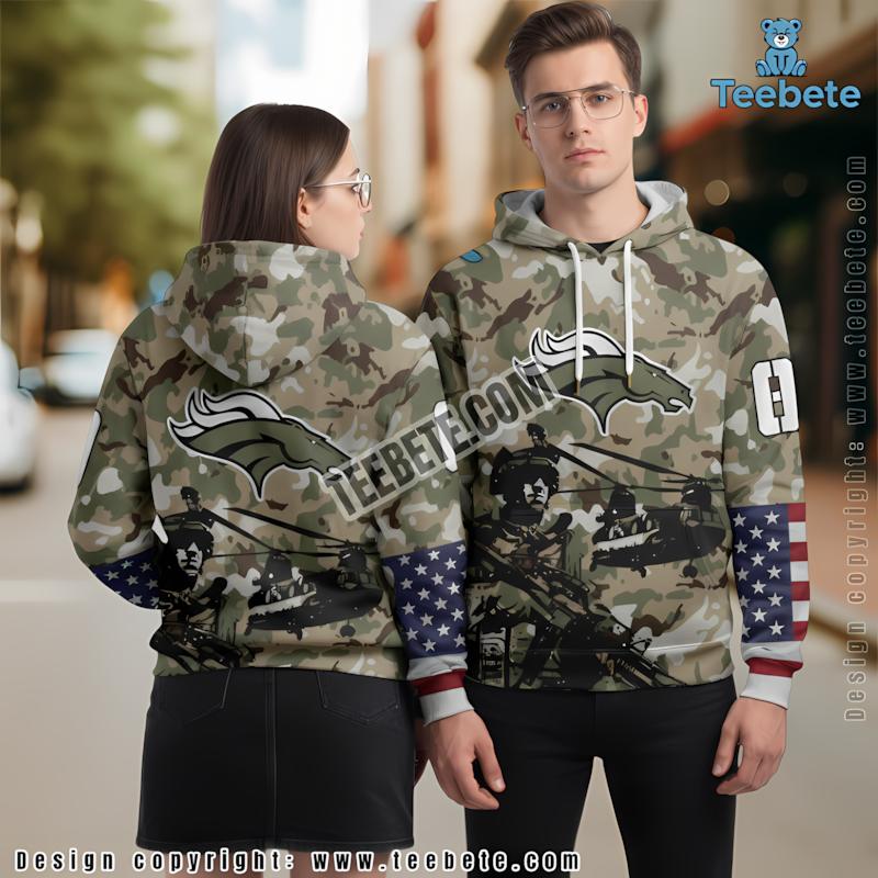 Denver Broncos Veteran Day 3D Hoodie Olive Green Graphic