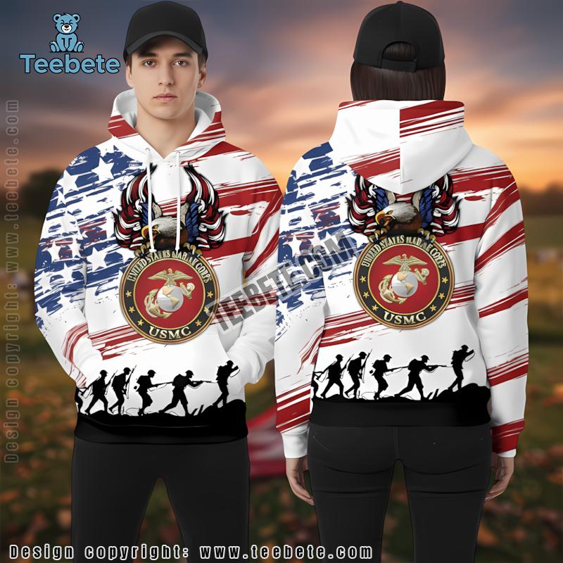 Veteran Day Us Marine Corps 3D Hoodie White Graphic