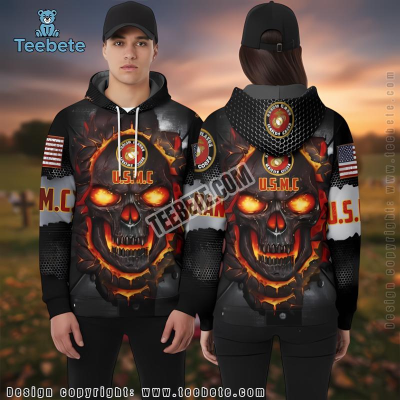 Veteran Fire Skull 3D Hoodie Black Art