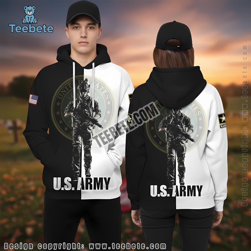 Veteran Gift Day Us Army 3D Hoodie Black White Novelty
