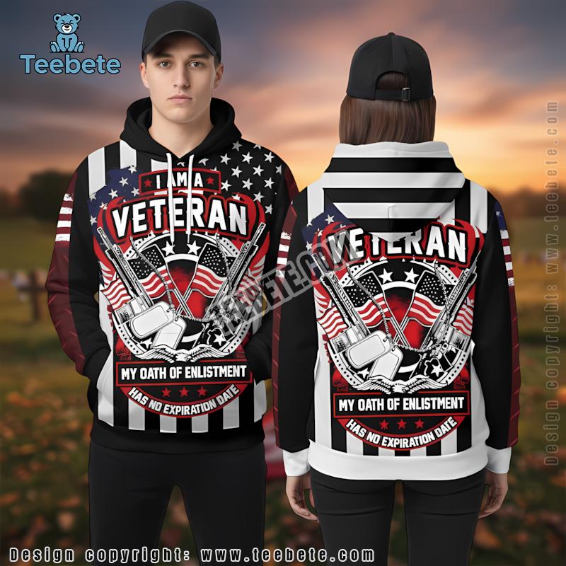 Veteran Military My Oath 3D Hoodie Red Black Novelty