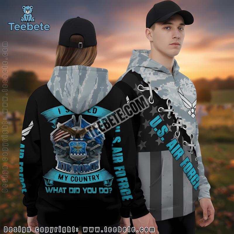 Veteran Us Air Force 3D Hoodie Black Realistic