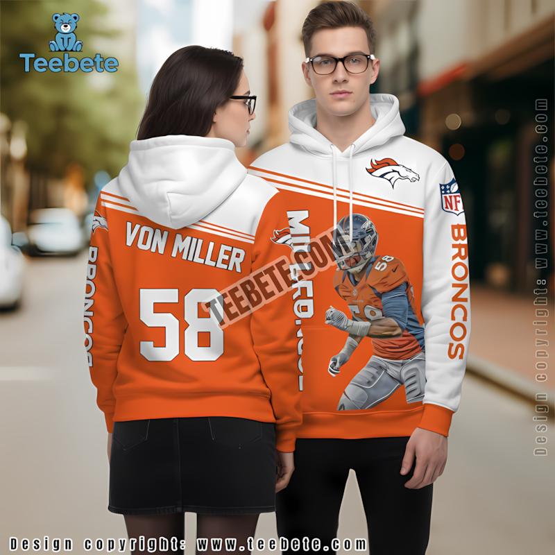 Denver Broncos Von Miller Player 3D Hoodie Yellow Art