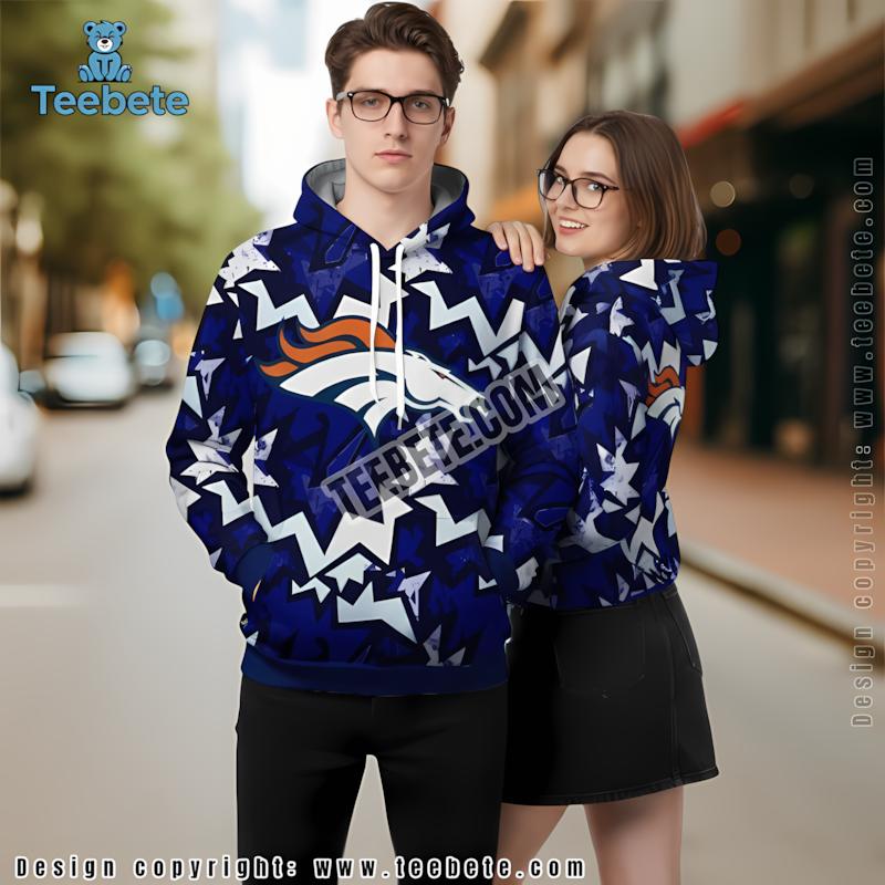 Denver Broncos Winter 3D Hoodie Blue Illusion
