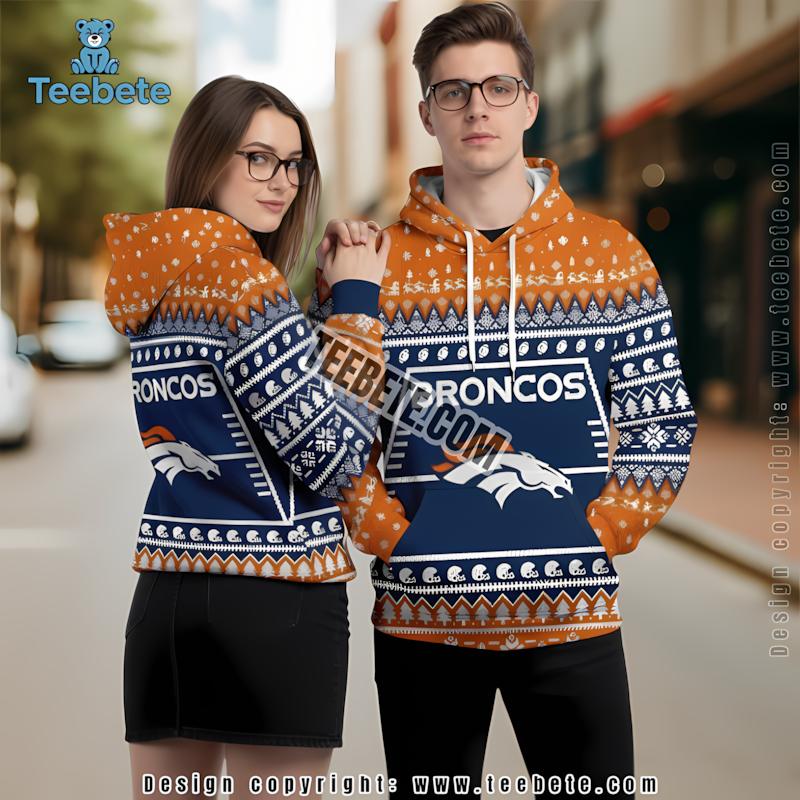 Denver Broncos Winter Ugly 3D Hoodie Blue Printing