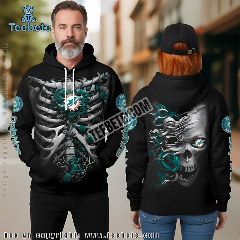 Miami Dolphins Jack Skellington Zero Halloween 3D Hoodie Blue Orange Mens
