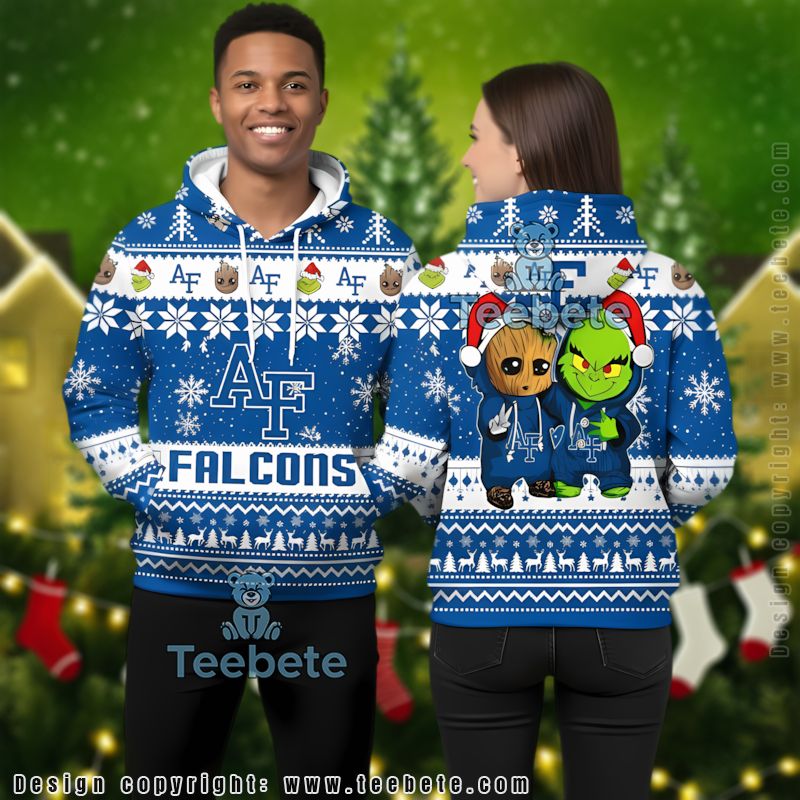 Air Force Falcons Baby Groot The Grinch Ugly 3D Hoodie Dad Mom