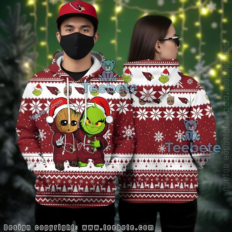 Arizona Cardinals Baby Groot The Grinch Ugly 3D Hoodie Youth