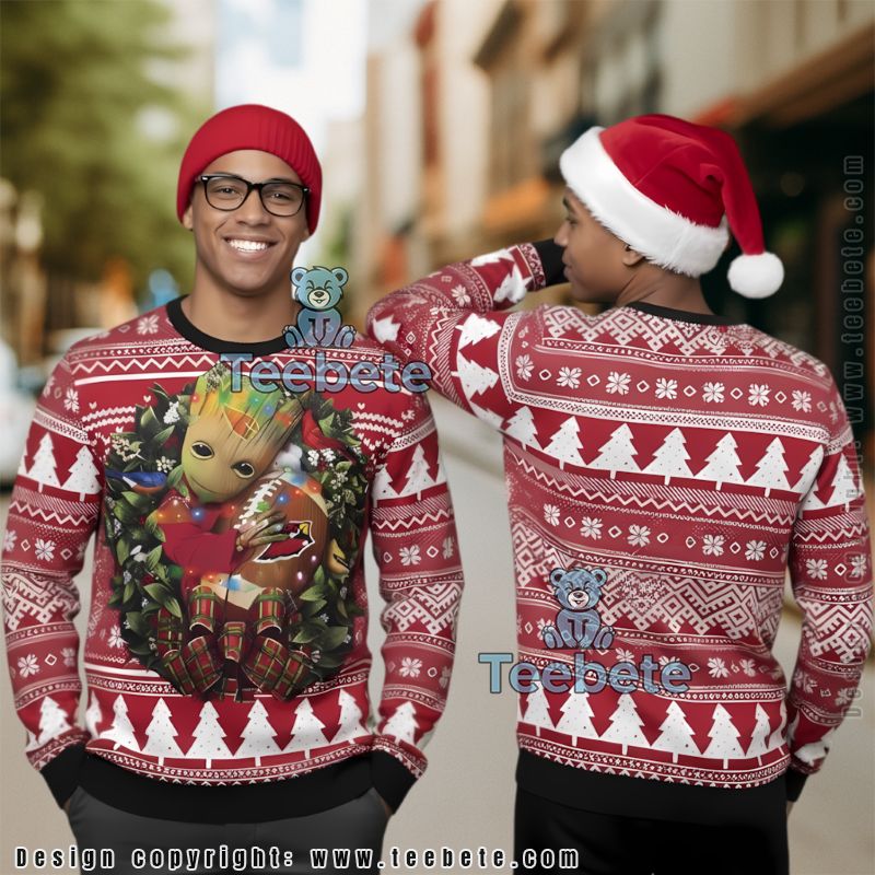 Arizona Cardinals Baby Groot Ugly Christmas Sweater Red