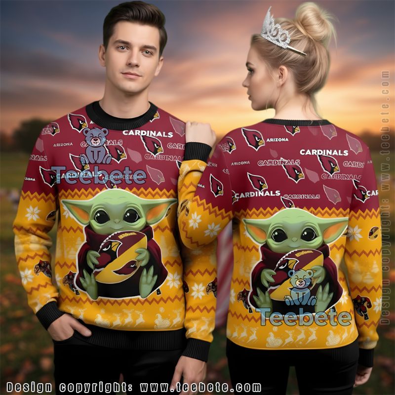 Arizona Cardinals Baby Yoda Ball Ugly Christmas Sweater Red