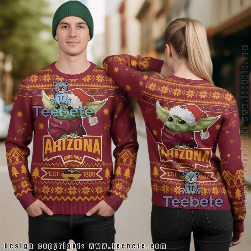 Arizona Cardinals Baby Yoda Stars War Ugly Christmas Sweater Couples Red