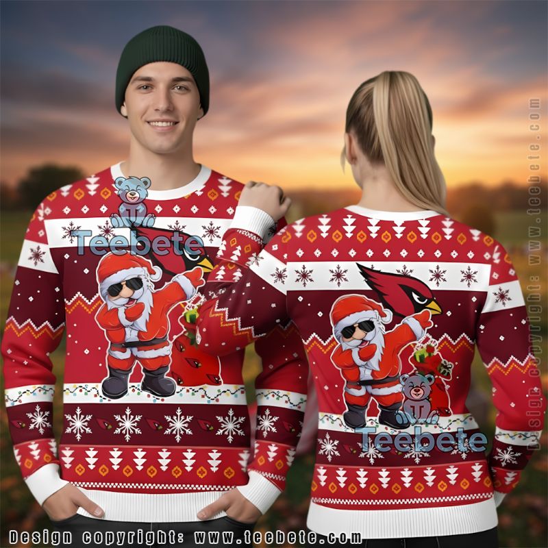 Arizona Cardinals Dabbing Santa Claus Ugly Christmas Sweater Couples Red