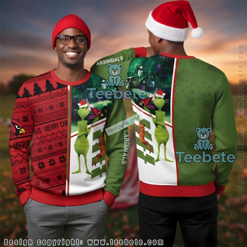 Arizona Cardinals Grinch Dog Ugly Christmas Sweater Family Red