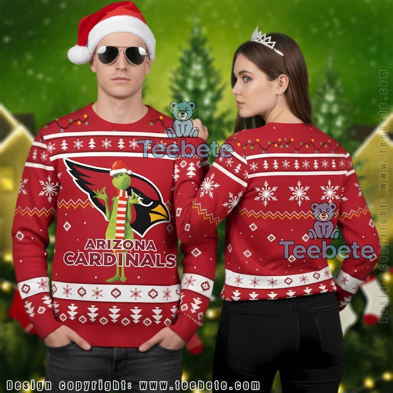Arizona Cardinals Grinch Santa Claus Ugly Christmas Sweater Red