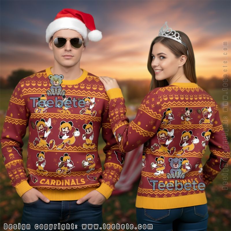 Arizona Cardinals Mickey Mouse Ugliest Christmas Ugly Sweater Novelty Unisex