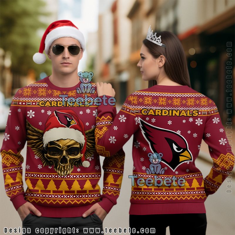 Arizona Cardinals Skull Ugly Christmas Sweater Crazy Red