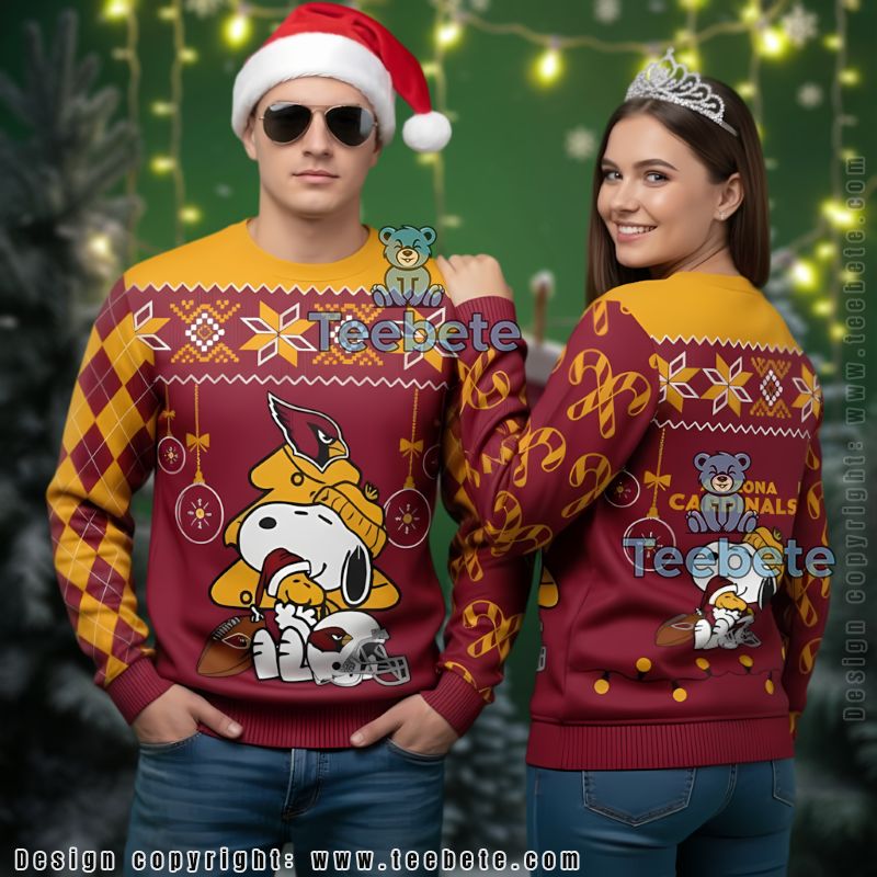 Arizona Cardinals Snoopy Fan Ugly Christmas Sweater Family Red